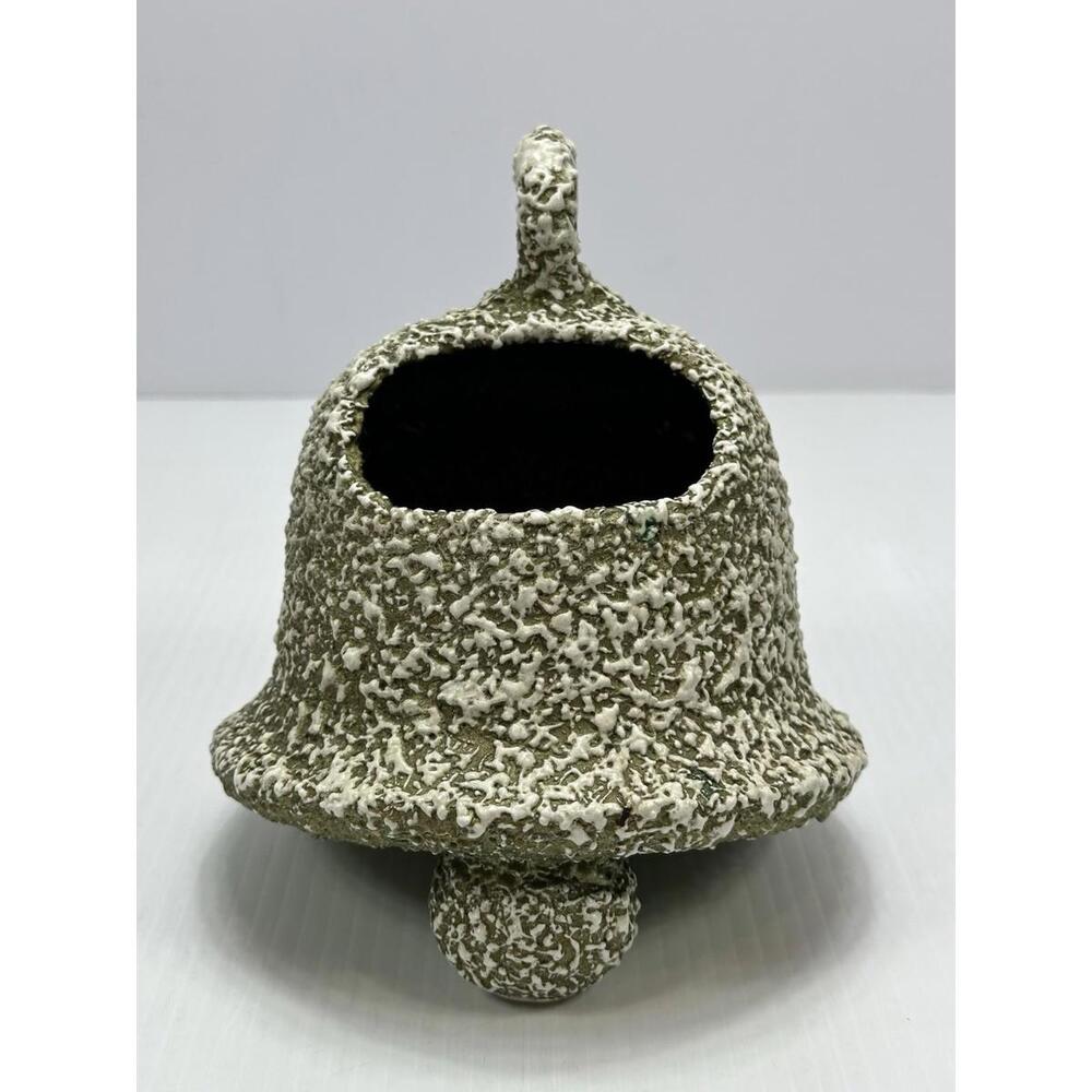 VTG Stanford Sebring Christmas Bell Ceramic Planter Green‎ Splatter Lava Texture
